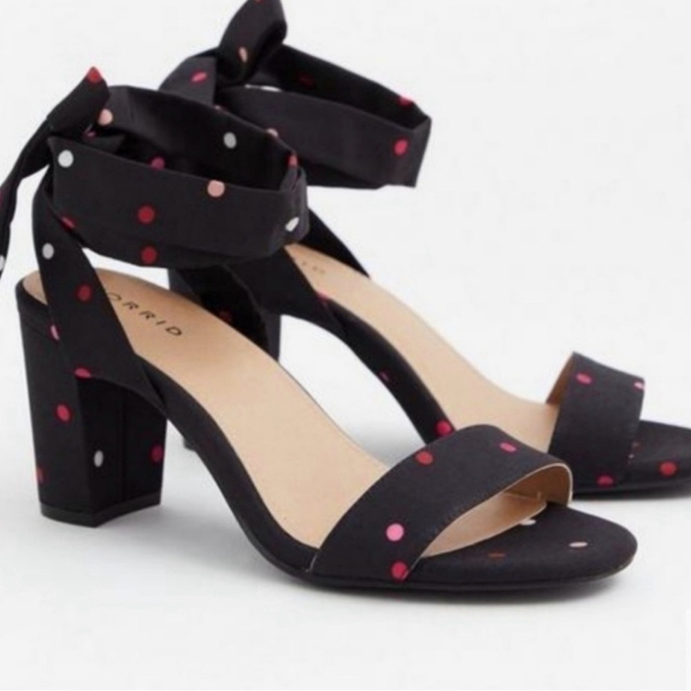 Torrid Black Heels with Pink and Red Dots